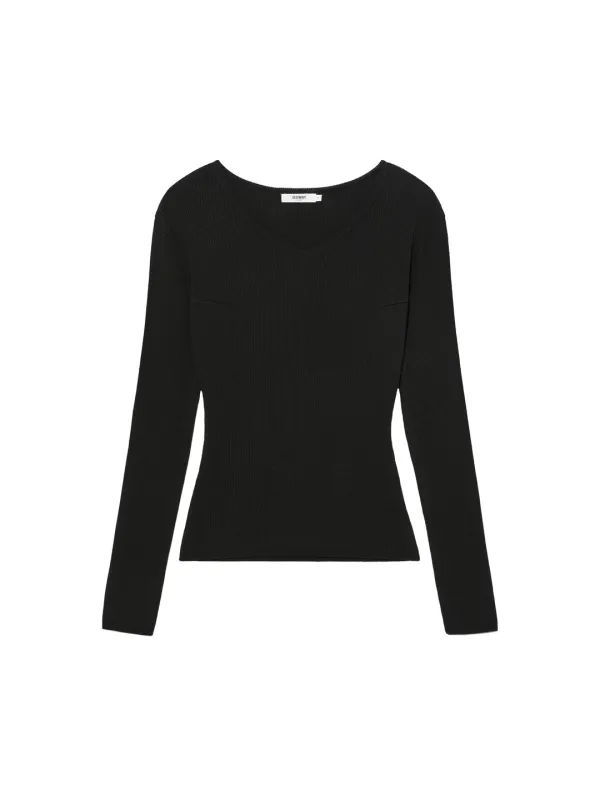 G CLASSIC RIB V-NECK KNIT (BLACK)
