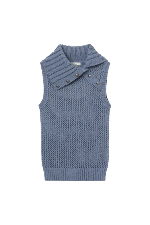 ASYMMETRY NAPOLEON BUTTON VEST IN GREY