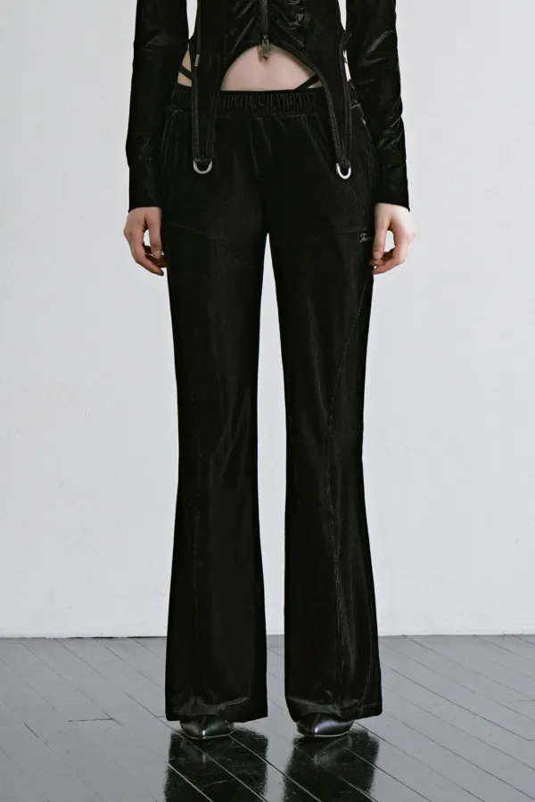 Slim Bootcut Set-up Sweat Pants [ Black ]