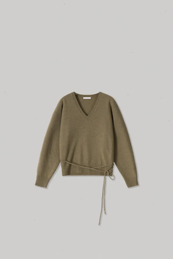 27216_Draped String V-Neck Sweater