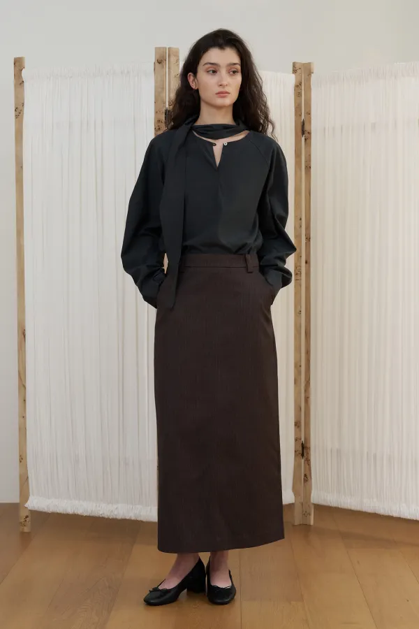 POETE LOGO MAXI SKIRT_brown