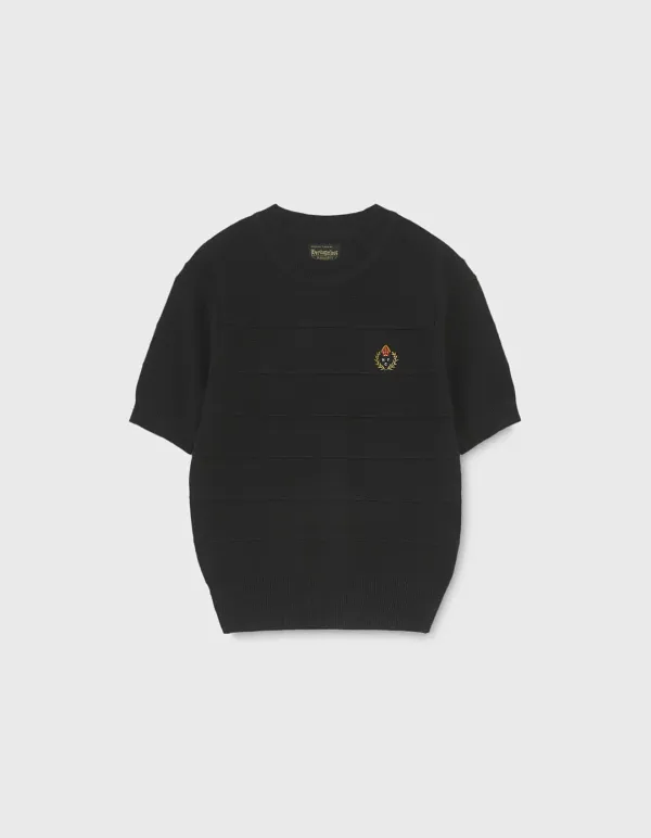 CREST MERINO WOOL HALF SLEEVE (W) / Black