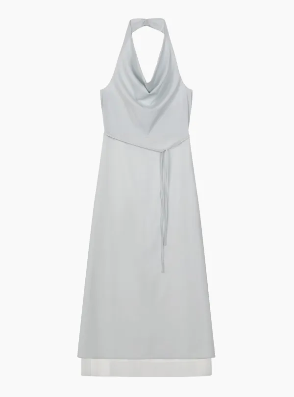 HALTER LONG DRESS (ASH BLUE)