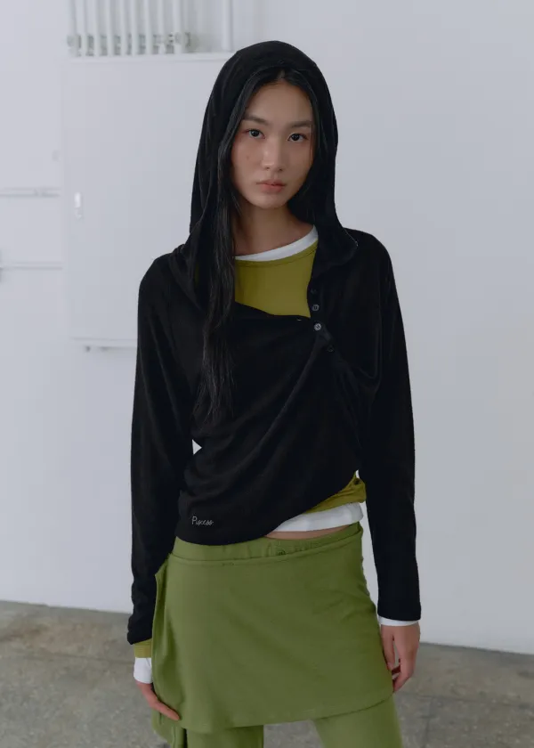 [10/7 예약배송] Button-Up Draped Hoodie_3Color