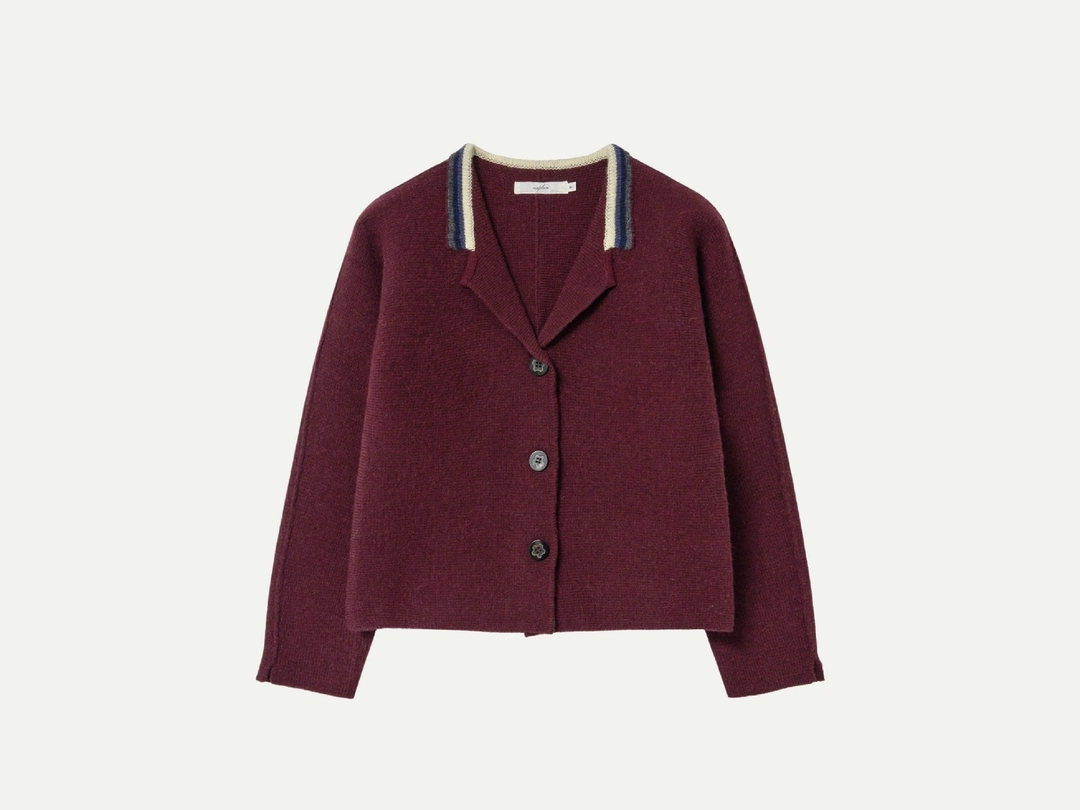 비아플레인 Via Dona wool knit cardigan (Burgundy) 상품 이미지 1