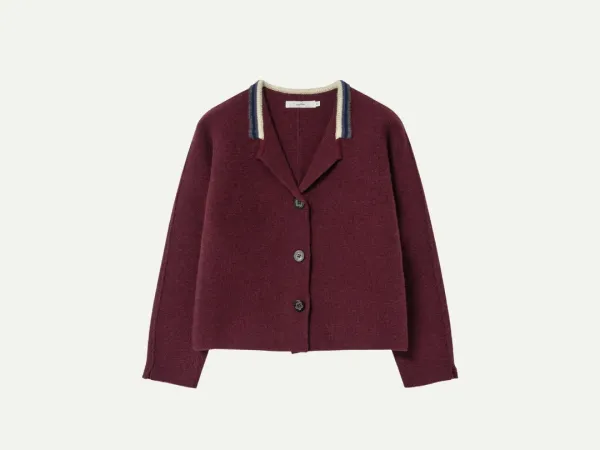 Via Dona wool knit cardigan (Burgundy)