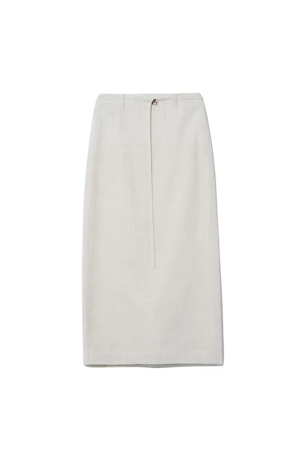 LIV BELTED LONG SKIRT [IVORY]