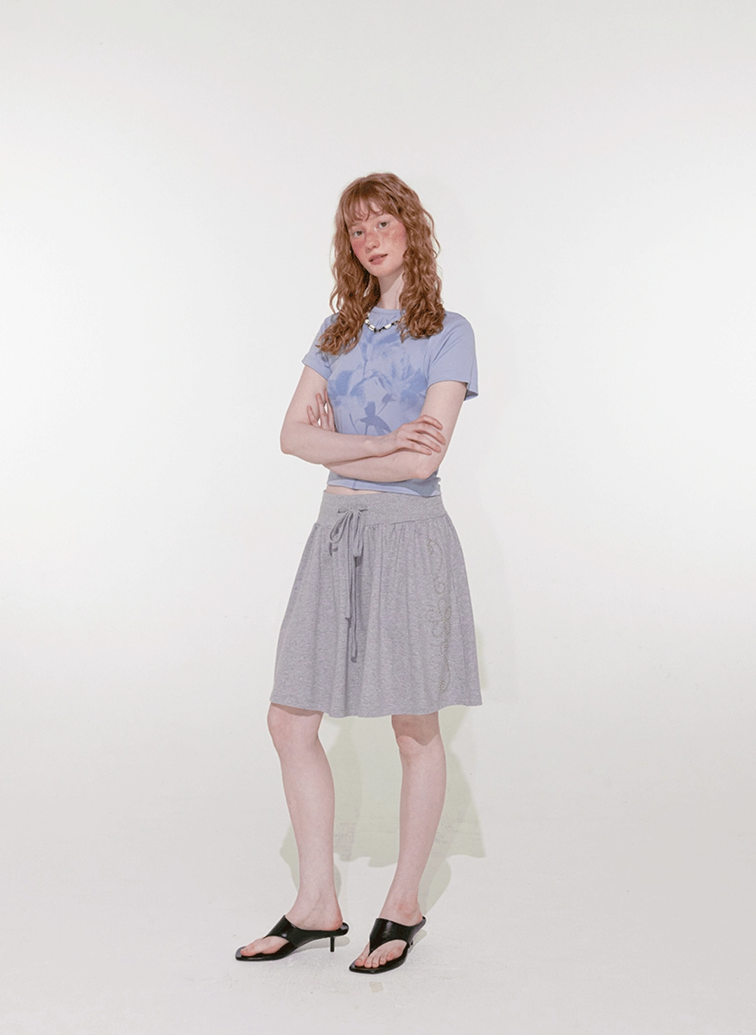 루루서울 Western Stud Skirt (Light Gray) 상품 이미지 2