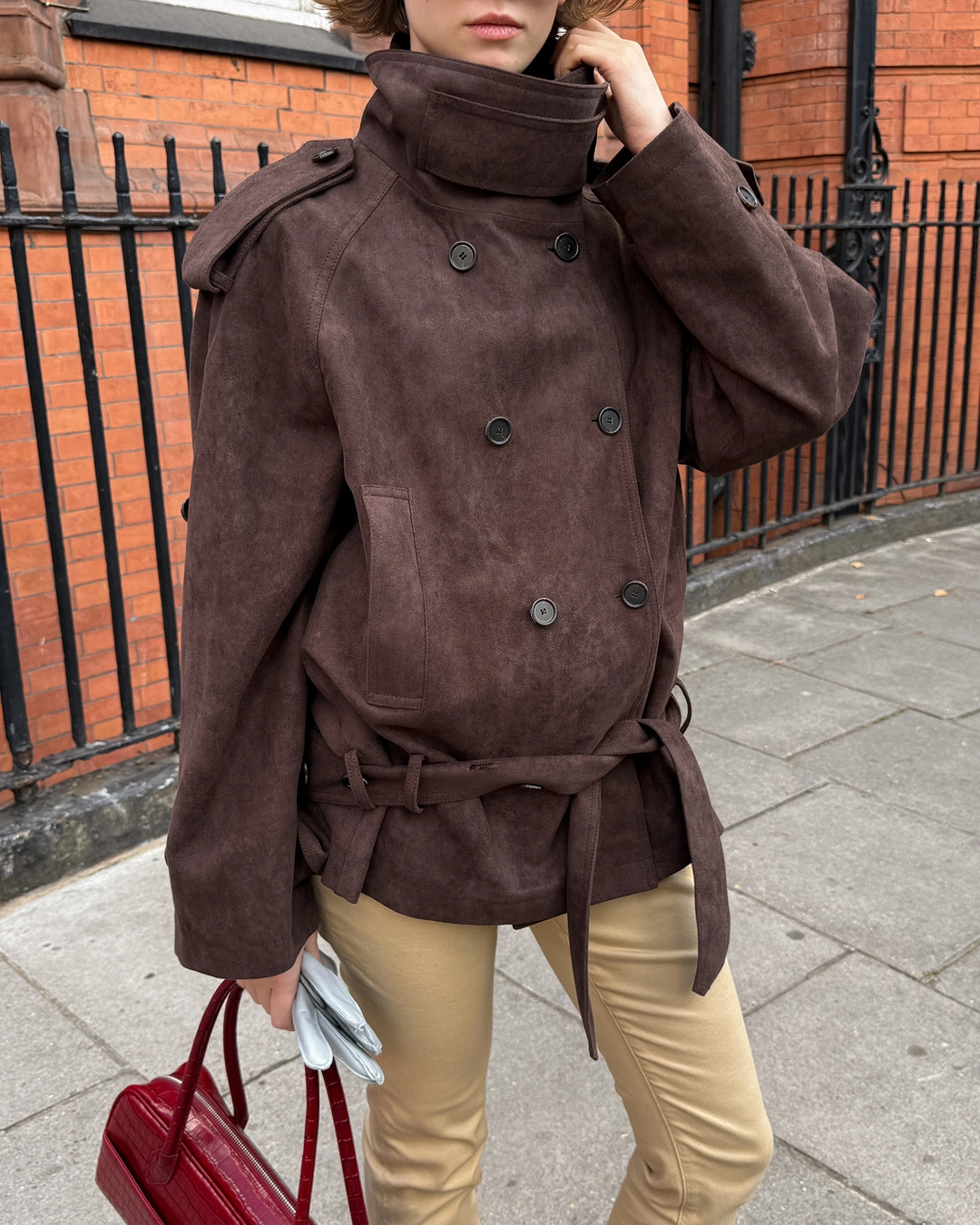 누아르나인 [10/19 순차배송] Suede Belted Jacket [BROWN] 상품 이미지 2