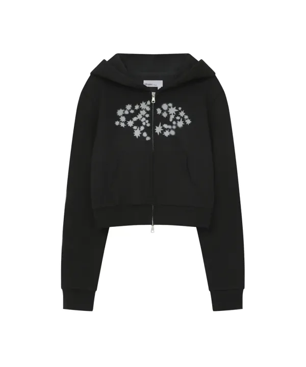 Midnight star zip-up hoodie BLACK