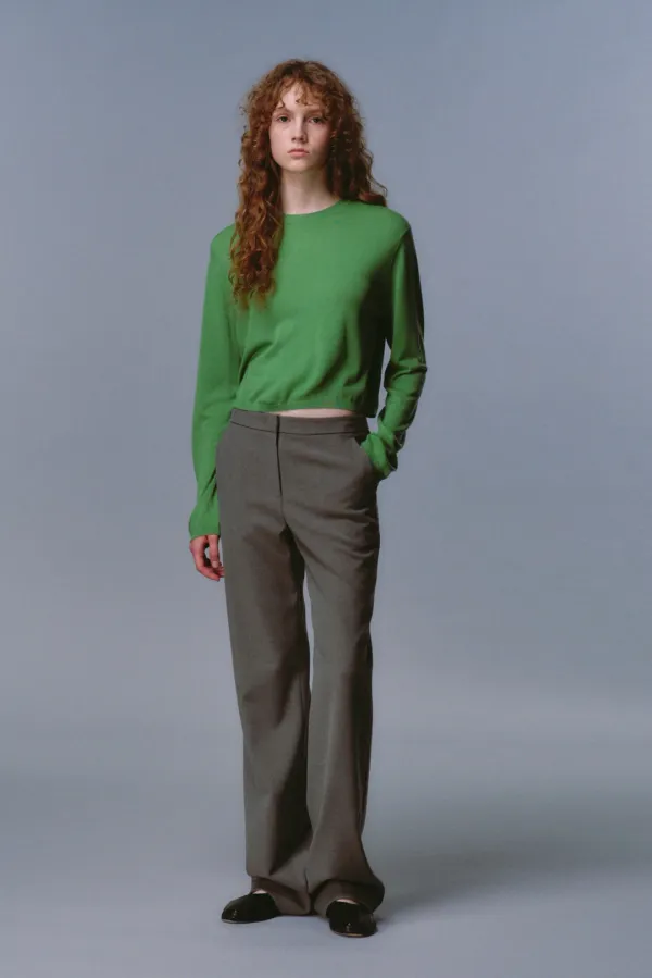 Round-Neck Cropped Knit_Green