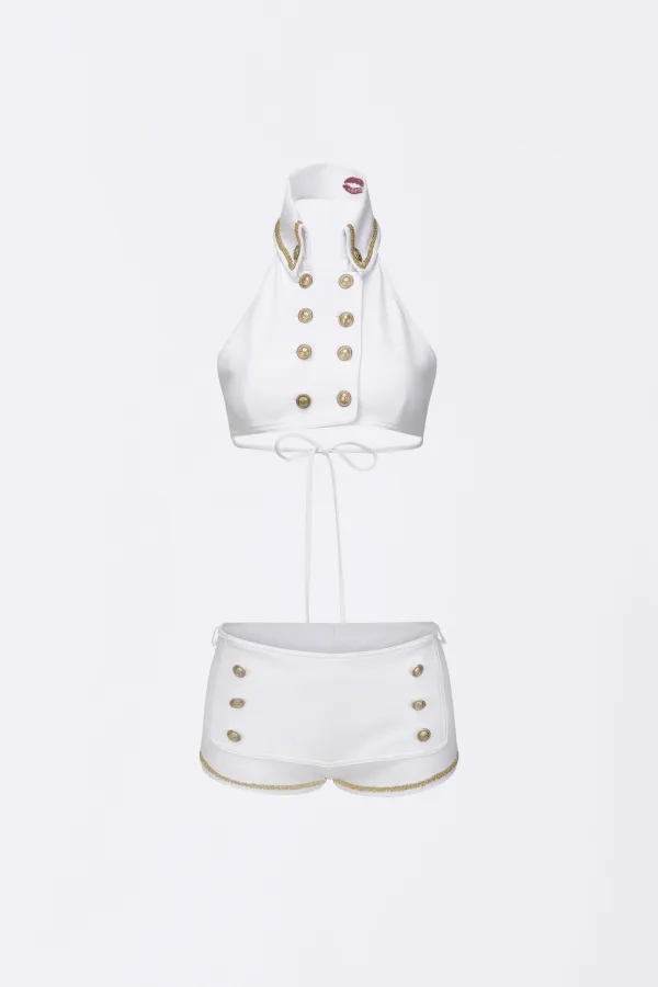Navy Bikini White