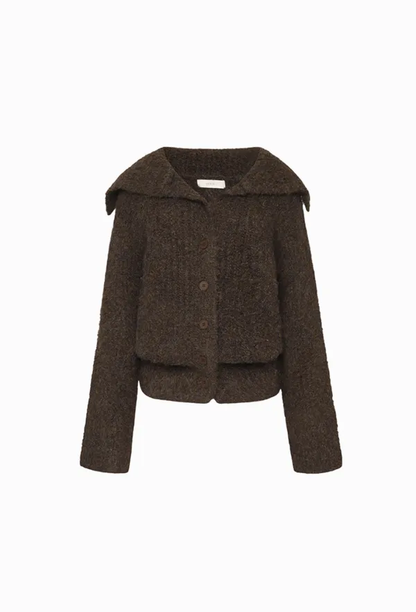 Nana Boucle Cardigan (Dark Brown)
