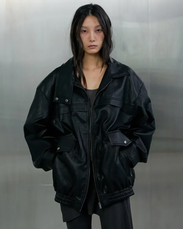 [9/21 예약 출고] BOY FRIEND LEATHER JUMPER - BLACK