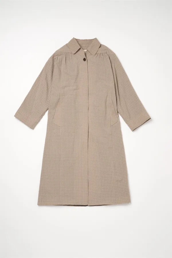 Via Cielo check trench coat (Beige check)