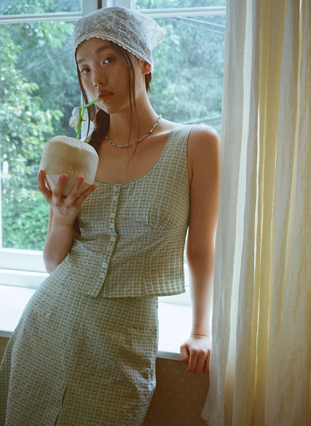 루루서울 Olive Button Sleeveless (Green) 상품 이미지 2