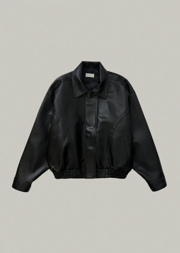 vegan leather blouson jacket