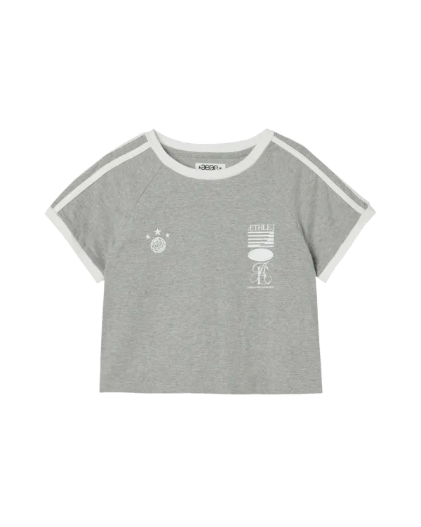 ATHLETE STRIPE HALF T-SHIRTS [MELANGE GREY]