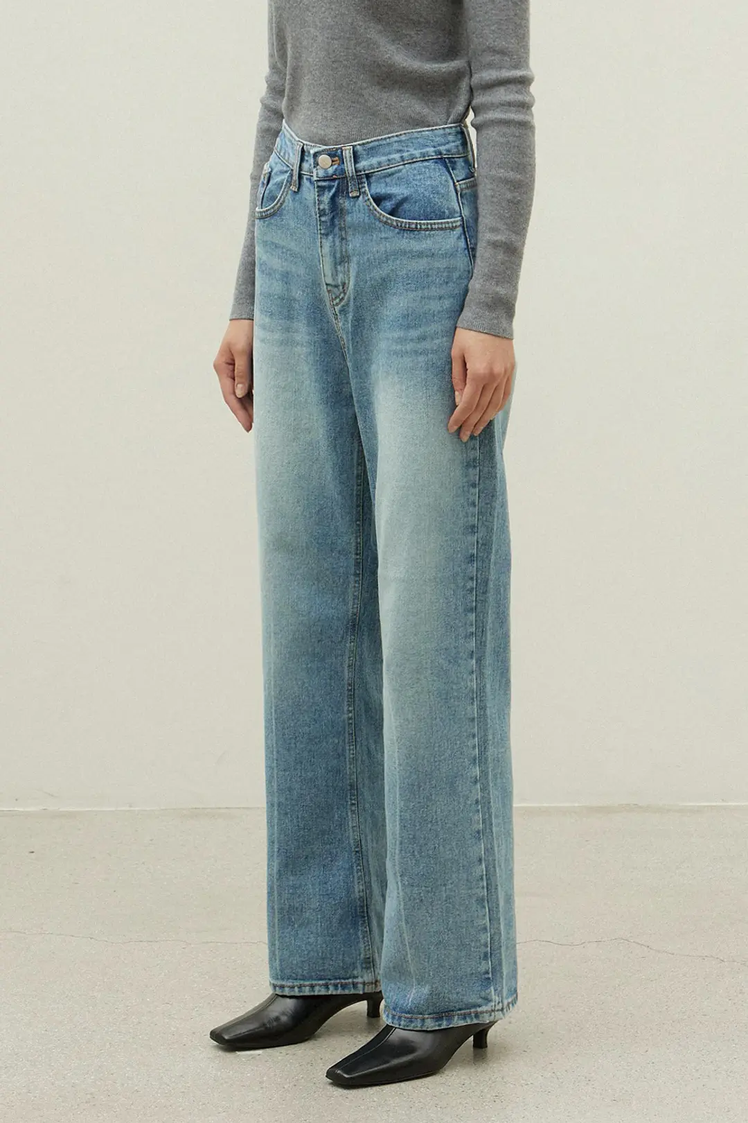오브오브 Leo lined washing denim_medium blue 상품 이미지 2