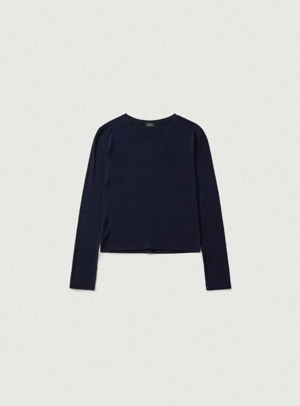 Soft Slim Wool Tencel T-Shirt_Navy