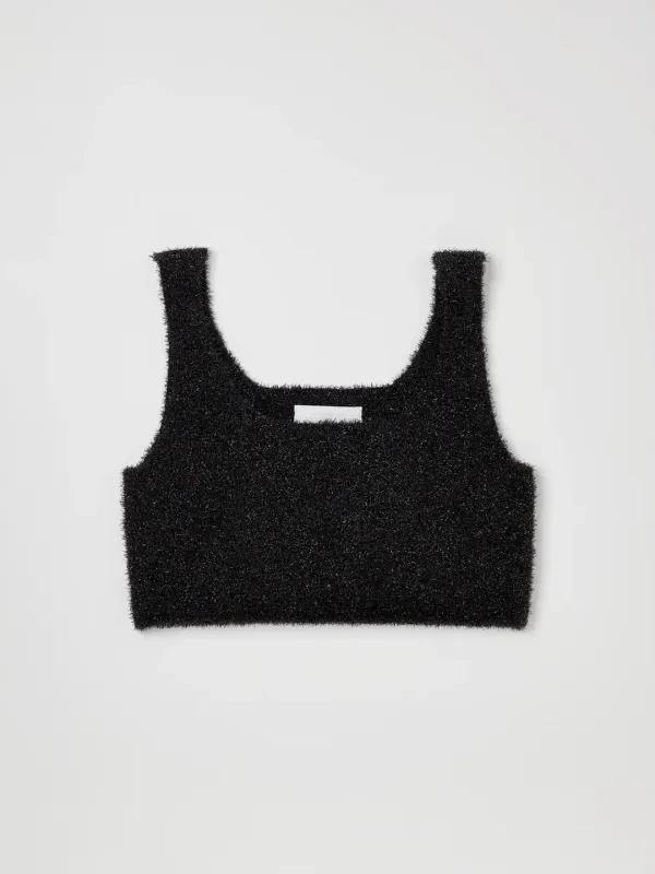METALLIC KNIT TOP IN BLACK