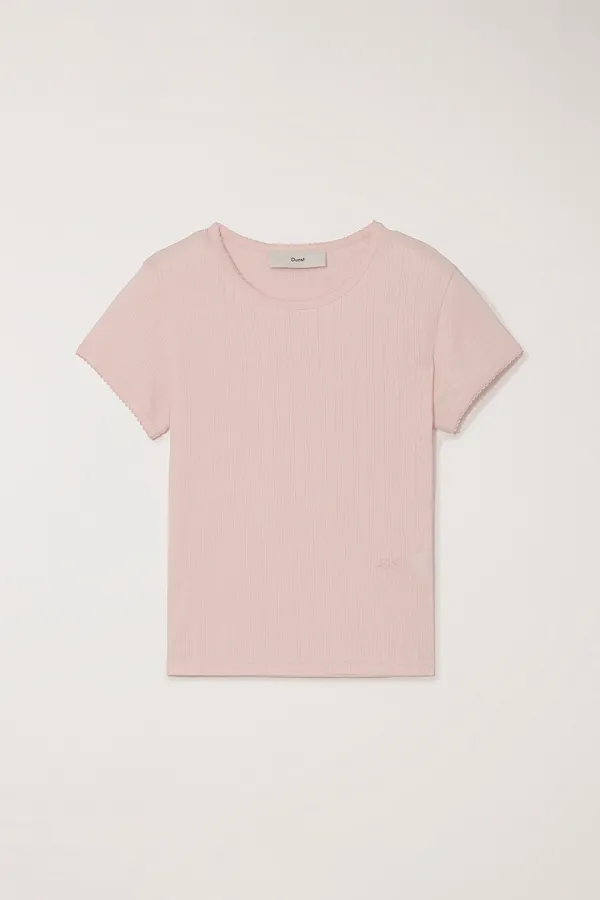 ESSENTIAL SLIM-FIT CROCHET TOP SOFT PINK