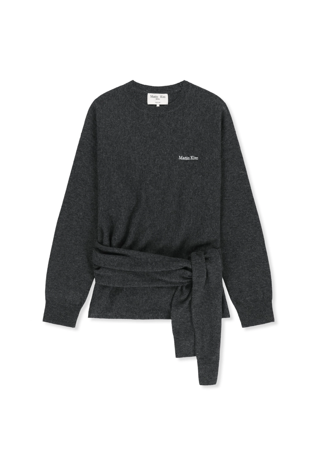 마뗑킴 WRAP TIE KNIT PULLOVER IN CHARCOAL 상품 이미지 1