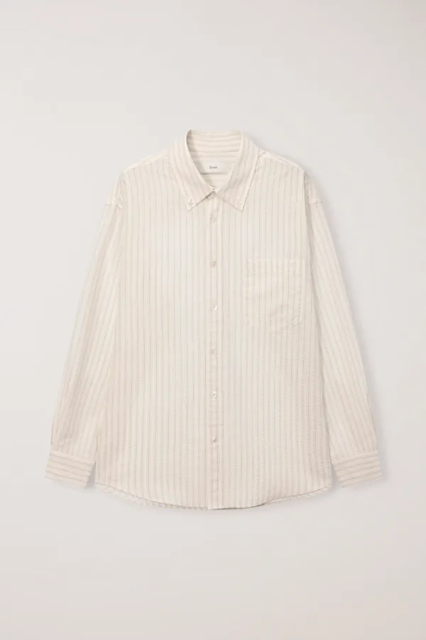 UNISEX CLASSIC STRIPED BD OVERSHIRT BEIGE_UDSH6B125I2