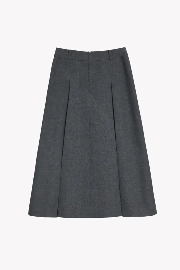 Khan Inverted Pleat Skirt (Gray)