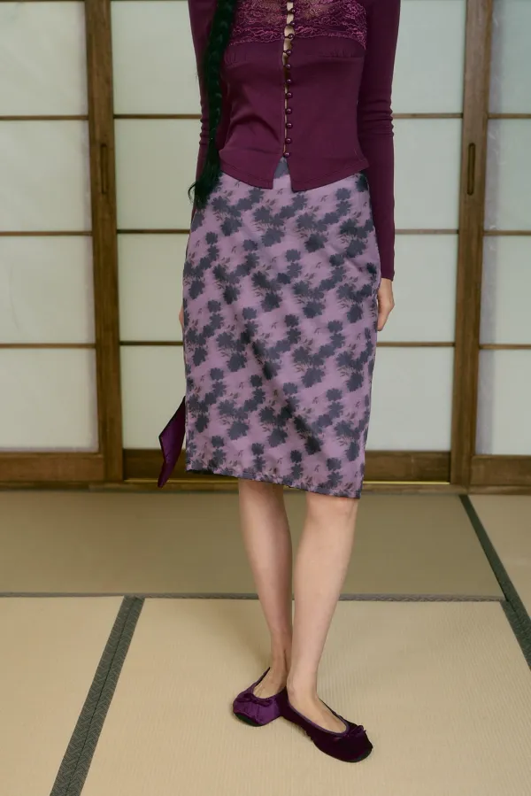 FLOWER CHIFFON SK (PURPLE)