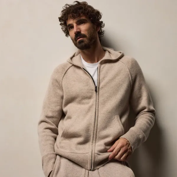 Recycled Cashmere Track Jacket - Stone