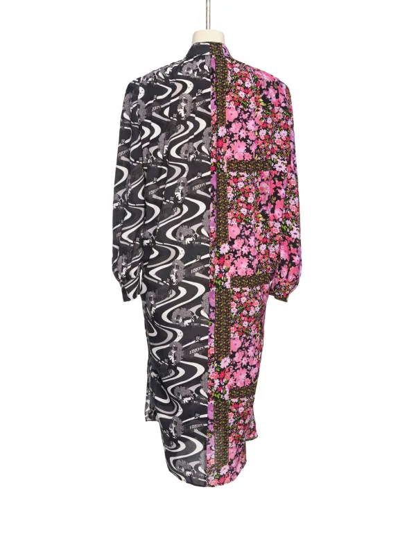 FW26 PINK PATTERN SCARF DRAPE DRESS