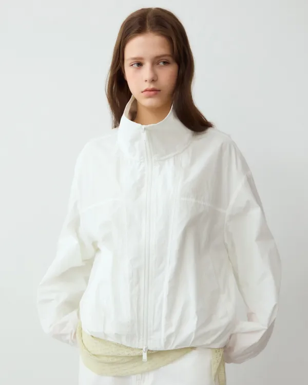 Label point pintuck blouson - ivory