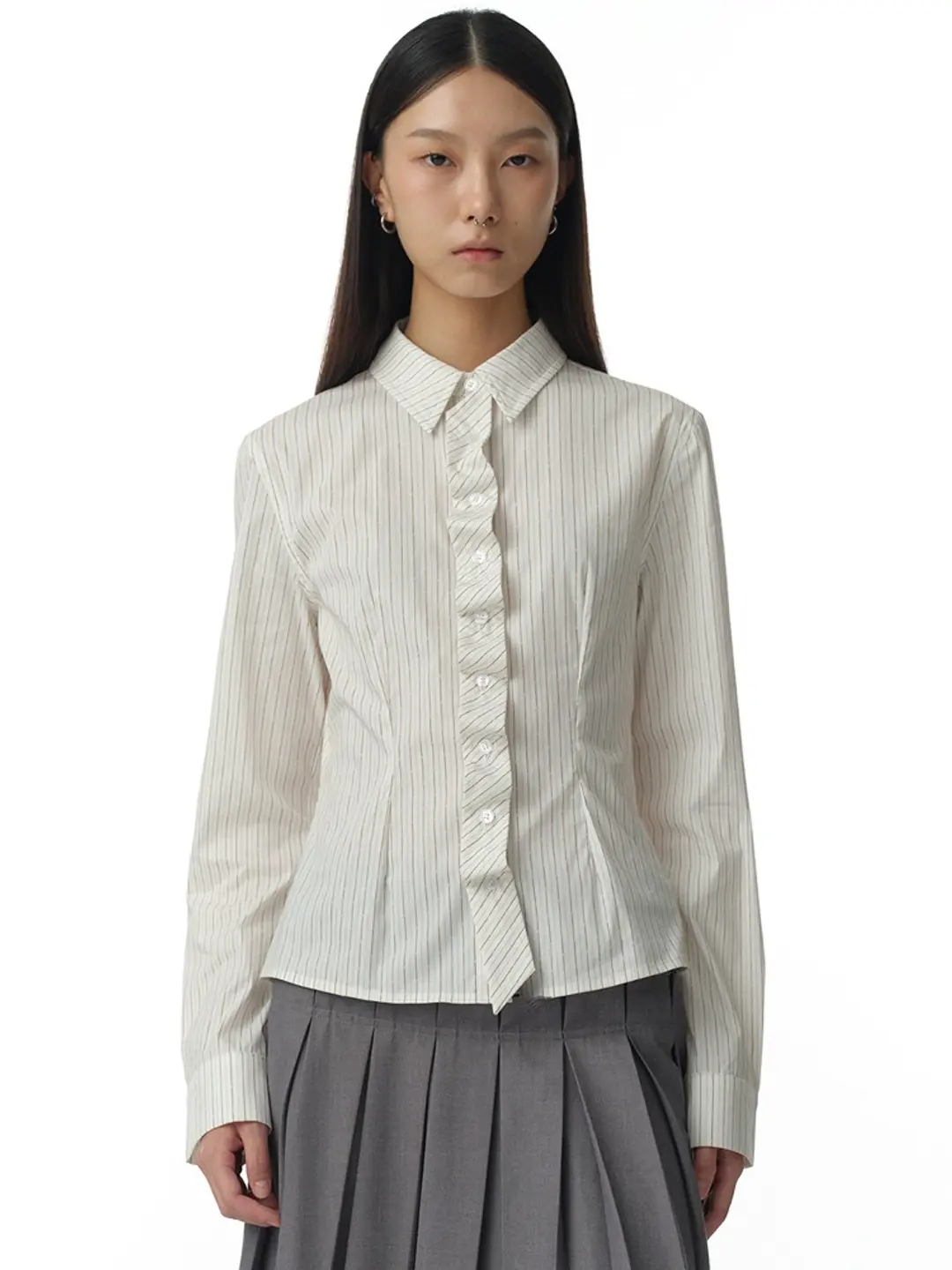 밀로 우먼 Double Placket Shirts [White] 상품 이미지 2