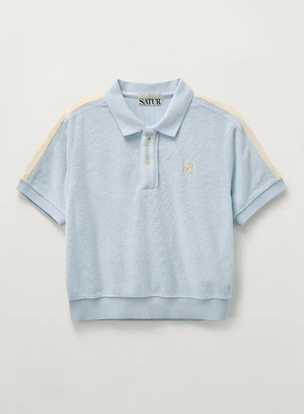 (W) Lawton Terry Pique Polo T-Shirt - Sky Blue