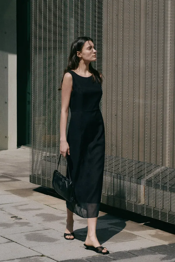 Boat Neck Sleeveless Dress[LMBFSU25DR5808]-Black
