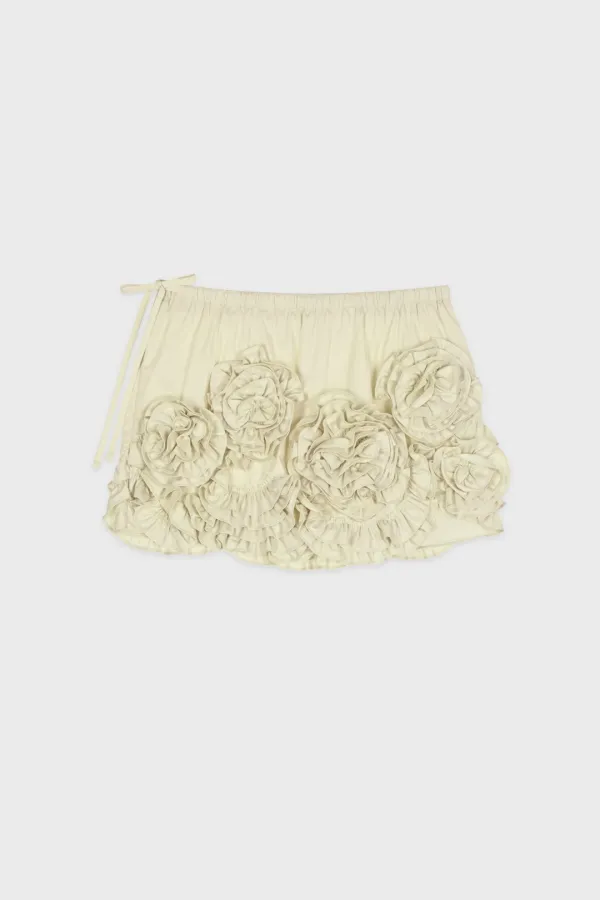 [조이 착용] Rose Frill Mini Skirt (Cream Yellow)