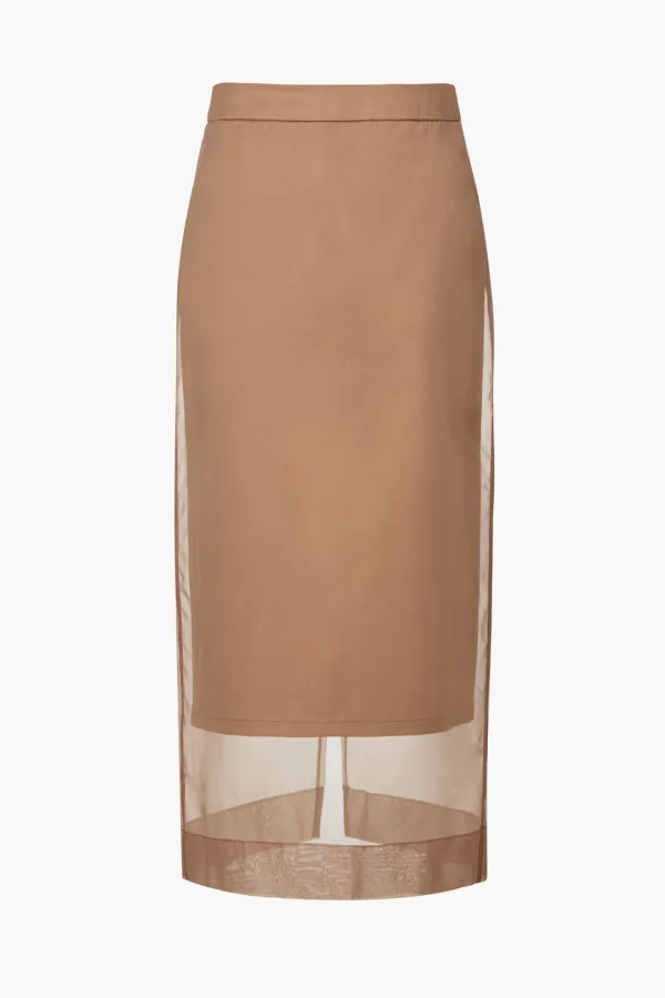 Organza Layered Midi Skirt, Brick