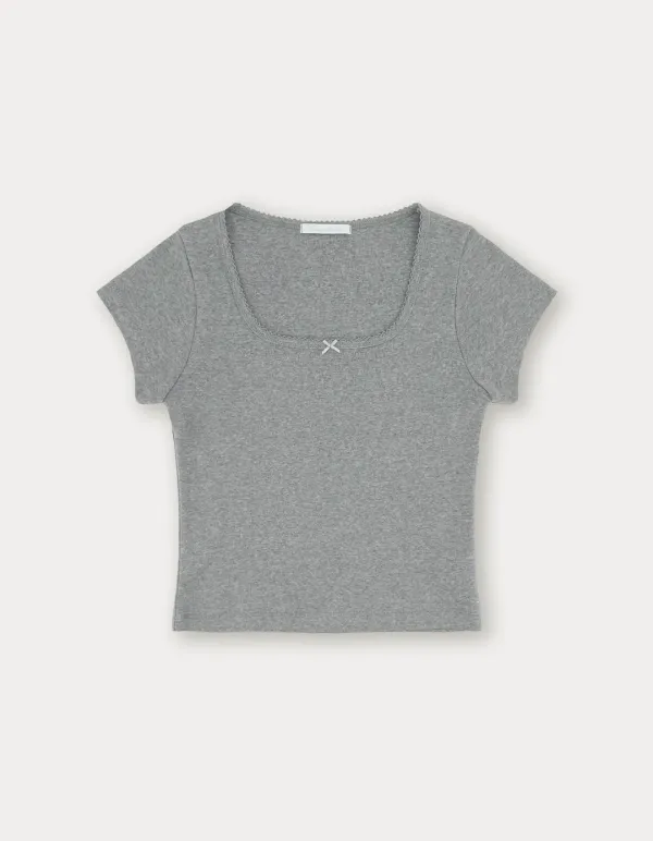 Ribbon Square Top - Grey