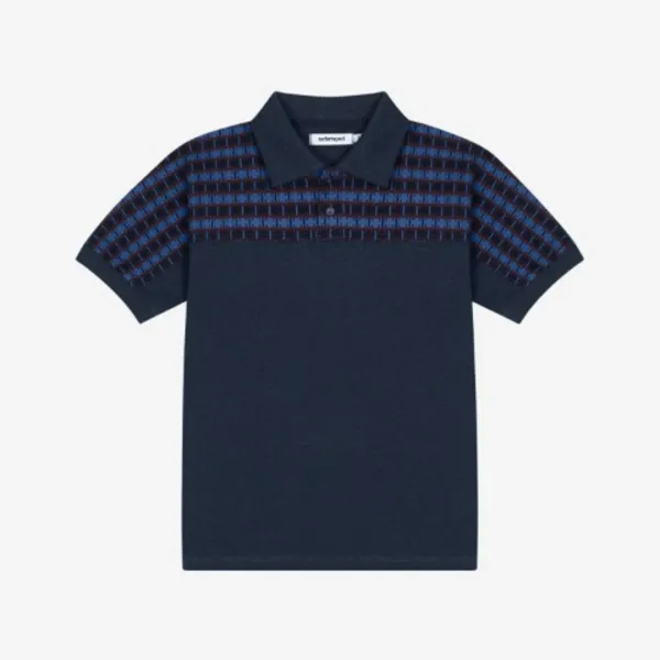 1/2 Regular Chest Grid Wave Pk Tee (Navy)