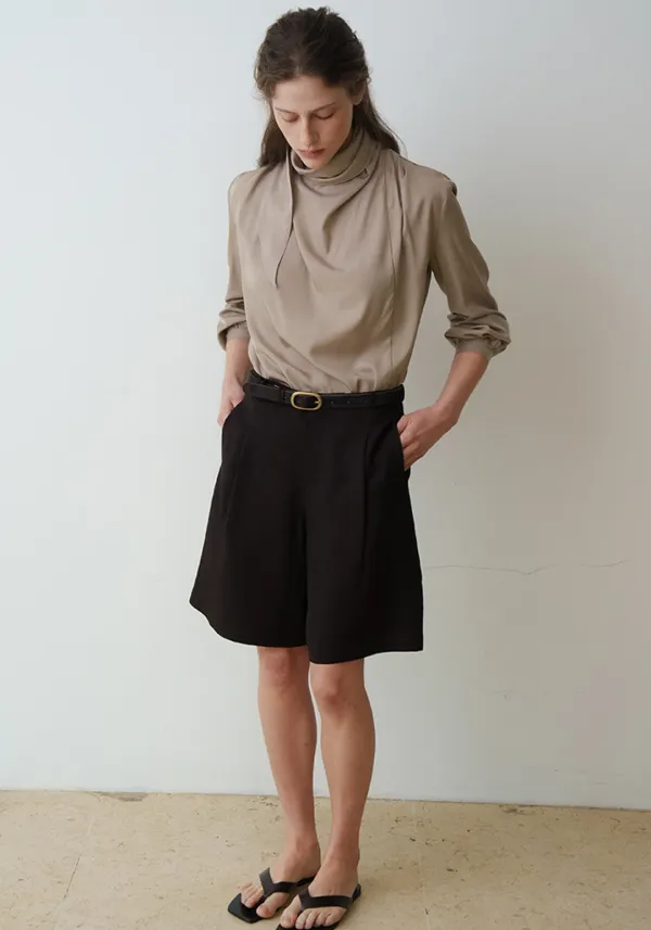 EDITION VISCOSE HALF PANTS_DARK BROWN_OF1C2XPS01DRB