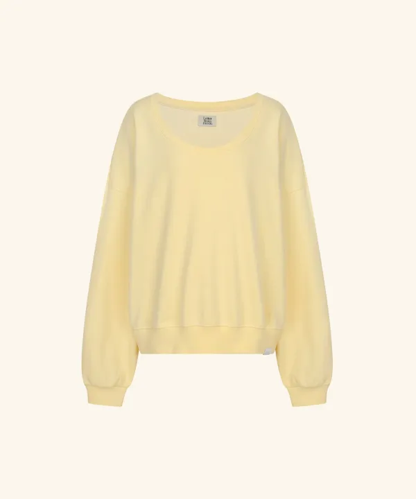 Letters Deep U-Neck Sweatshirt (Yellow)