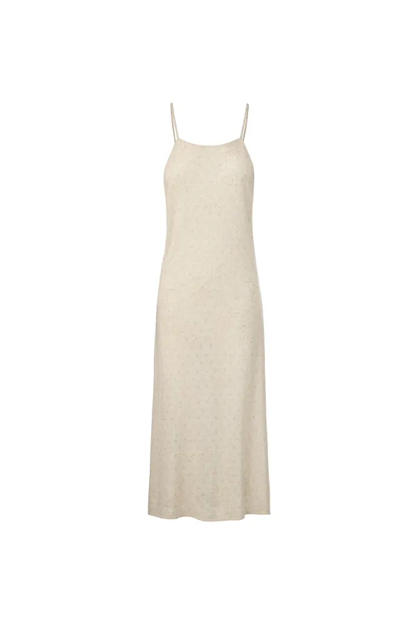 BACK-TIE HALTER NECK SKASHI KNIT DRESS [IVORY]