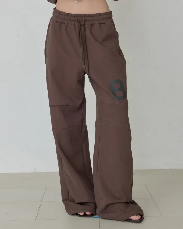 NUMBER SWEAT PANTS - BROWN