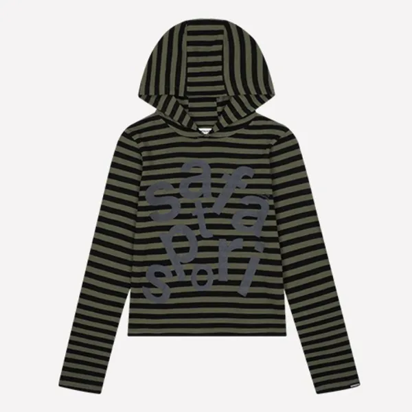1/2 Ticketing Stripe Border Hoodie (Olive)