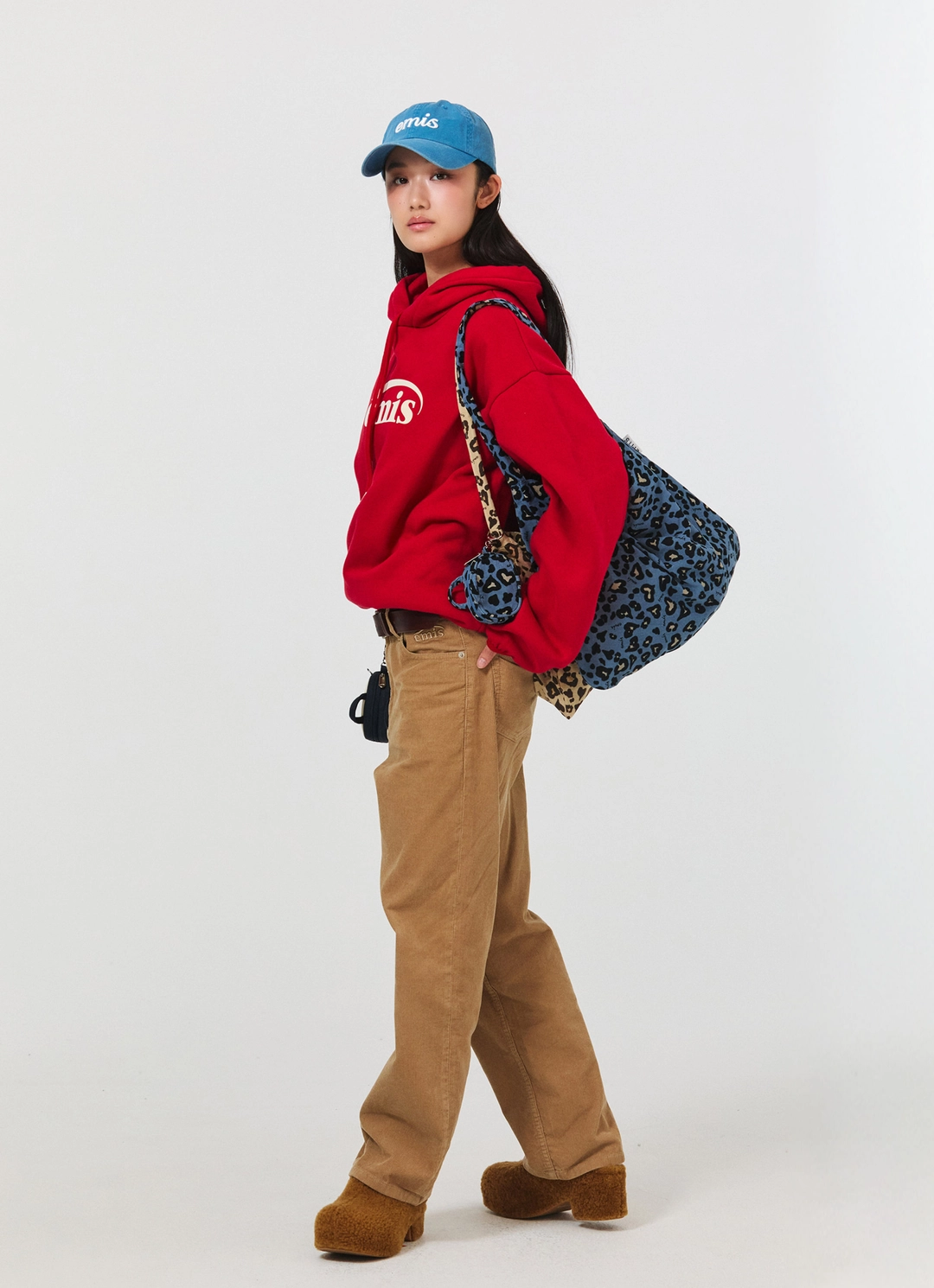 이미스 CORDUROY EMIS LEOPARD ECO BAG-BLUE 상품 이미지 2