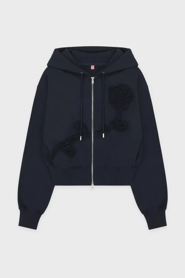 Rose Frill Hoodie Zipup (Navy)