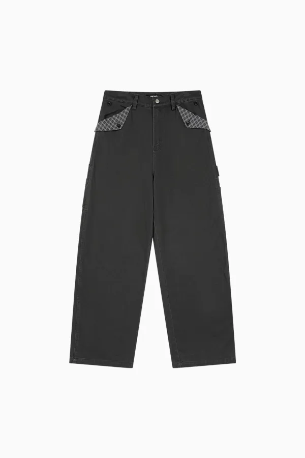 CHECK POCKET CARPENTER PANTS, CHARCOAL