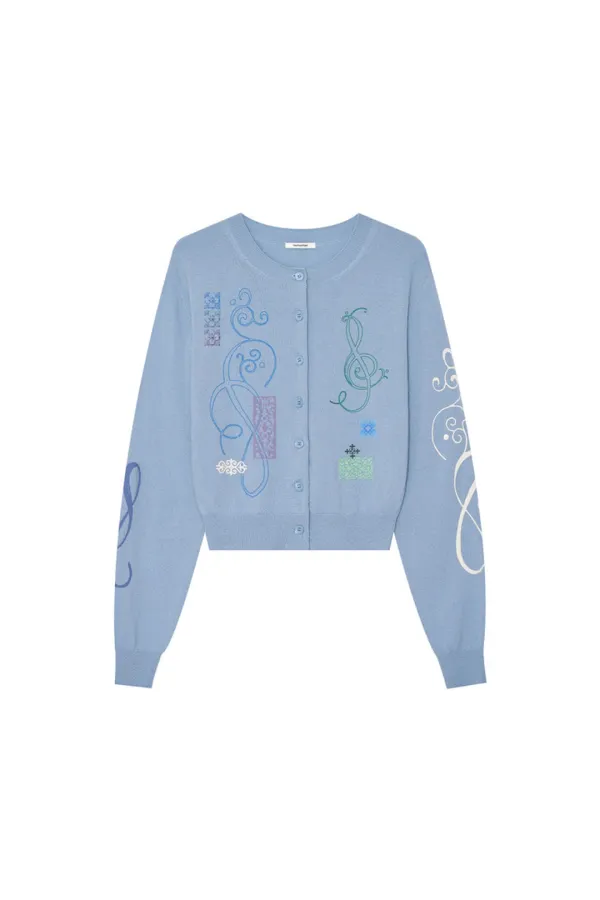 FOLK PATTERN CARDIGAN (LIGHT BLUE)
