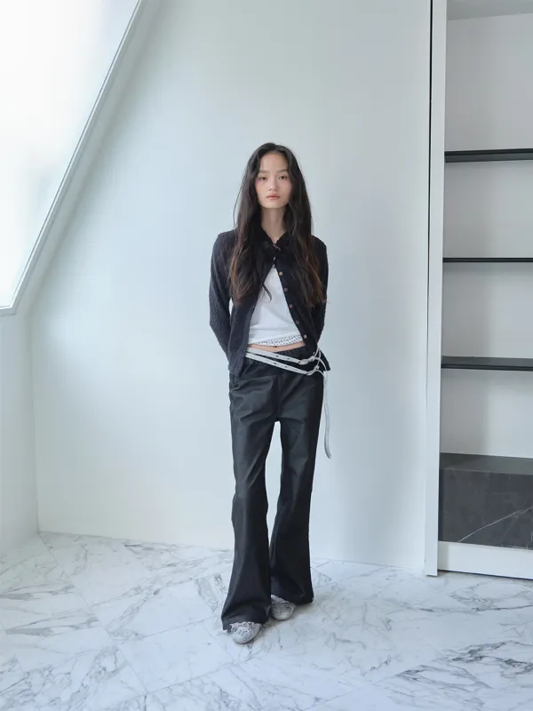 Flare Lace Stretch Pants (Black)